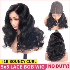 【Full & Voluminous】#1B Spring Curl Wig 5x5 13x4 Lace Human Hair Wig for Black Women Glueless Lace Front Wig Bouncy Curly
