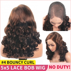 【Full & Voluminous】#4 Color Spring Curl Wig 5x5 13x4 Lace Human Hair Wig for Black Women Glueless Lace Front Wig Bouncy Curly