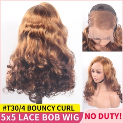 【Full & Voluminous】#T30/4 Color Spring Curl Wig 5x5 13x4 Lace Human Hair Wig for Black Women Glueless Lace Front Wig Bouncy Curly