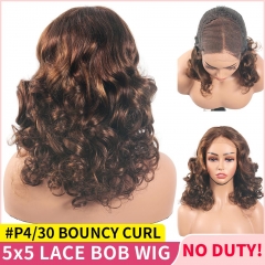 【Full & Voluminous】#P4/30 Color Spring Curl Wig 5x5 13x4 Lace Human Hair Wig for Black Women Glueless Lace Front Wig Bouncy Curly