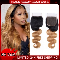 【Black Friday Crazy Sale】#1B/27 Color 4x4 Lace Closure Thin Lace Closure