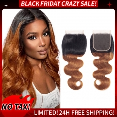 【Black Friday Crazy Sale】#1B/30 Color 4x4 Lace Closure Thin Lace Closure