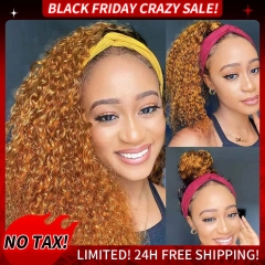 Ombre 1B/30 Natural Wave Headband Wig Machinemade Wig Afro Women Affordable Wig No Lace No Gel No Glue Wig Human Hair