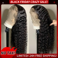 Transparent Lace 13*4 Lace Frontal Wig Deep Wave 180% Density Silky Human Hair