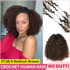 【Colored Miracle Knots Crochet Hair】#T1B/4 Seamless Crochet Braids – Knotless Pre-Looped 100% Human Hair Extensions for Easy Install