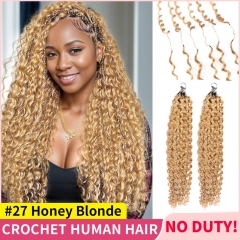 【Miracle Knots Crochet Hair】#27 Blonde Seamless Crochet Braids – Knotless Pre-Looped 100% Human Hair Extensions