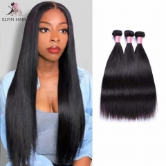 Elfin Hair 3 Bundles Straight Hair Double Weft From One Single Donor Deal 12A Brazilian Straight 8-40inch Hair Weave 100% Human Virgin Hair Extension