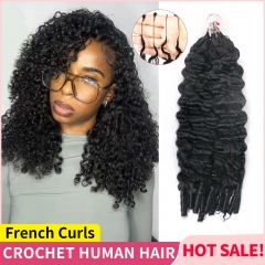 【Miracle Knots Crochet Hair】French Curls Knotless Crochet Braids Human Hair Pre-looped Extensions Protective & Reusable