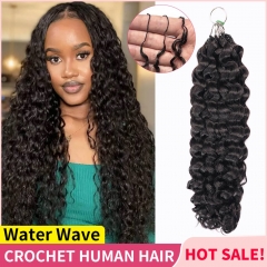 【Miracle Knots Crochet Hair】Water Wave Knotless Crochet Braids Human Hair Pre-looped Extensions Protective & Reusable