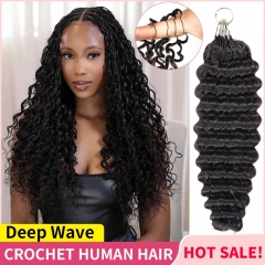 【Miracle Knots Crochet Hair】Deep Wave Knotless Crochet Braids Human Hair Pre-looped Extensions Protective & Easy Install