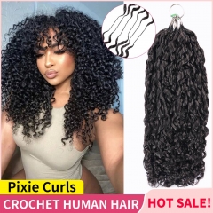 【Miracle Knots Crochet Hair】Pixie Curls Knotless Crochet Braids Human Hair Pre-looped Extensions Protective & Reusable