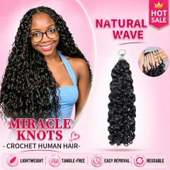 【Miracle Knots Crochet Hair】Natural Wave Knotless Crochet Braids Human Hair Pre-looped Extensions Lightweight & Reusable