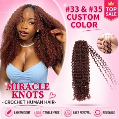 【Colored Miracle Knots Crochet Hair】#33 #35 Seamless Crochet Braids – Knotless Pre-Looped Human Hair Extensions Lightweight & Reusable