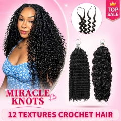 【Miracle Knots Crochet Hair】12 Textures Knotless Crochet Braids Human Hair Pre-looped Extensions Lightweight & Reusable