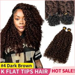 #4 Brown Keratin Fusion Hair Extensions Flat Tip Pre Bonded Human Hair Extension Weave For Black Women