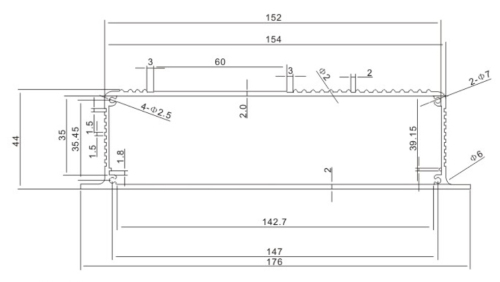 Aluminum extrusion enclosures with wall mounting aluminum enclosure