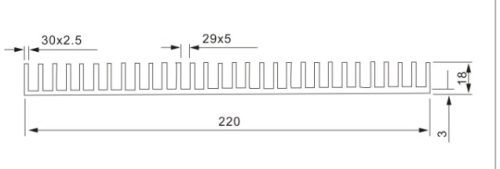 Aluminum heat sink 220X18mm