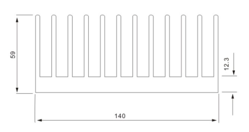 Aluminum heat sink 140x59mm