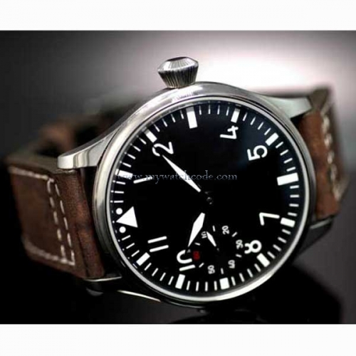 big sale of 44mm classic black dial luminous 6497 movement hand winding mens watch 1