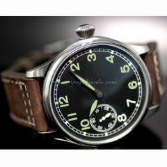 classic 44mm parnis black dial big pilot sea-gull hand winding 6497 mens watch 5