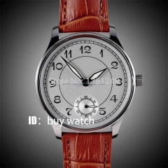 44mm parnis white dial  leather strap ST 6498 Mechanical manual wind  mens wristwatch P28