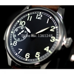44mm parnis black dial ST 6497 Mechanical ST manual wind stainless steel case mens watch