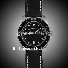 43mm Parnis black dial sapphire glass miyota Automatic mens Watch 10ATM black bezel 148