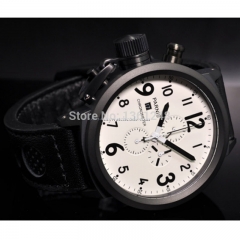 50mm Parnis Big Face white dial PVD case day date mens quartz WATCH Full chronograph P59