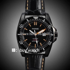Parnis black dial  Sapphire glass Ceramic Bezel PVD case WATER RESISTANT 200m automatic diver mens watch