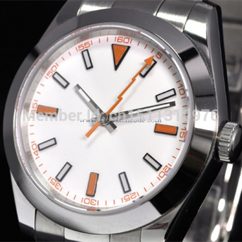 parnis luminous vintage orange lightning hands automatic movement mens watch P11