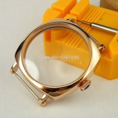 44mm Watch rosegold plated CASE SS fit eta 6498 6497 eat movement 13