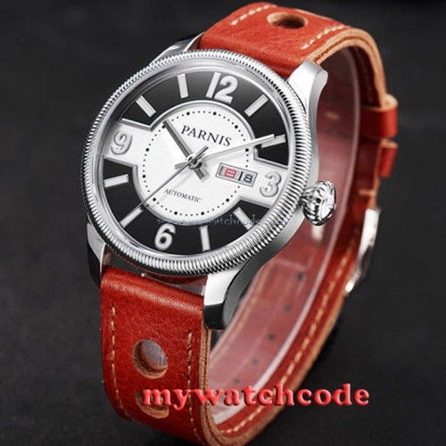 42mm Parnis white black dial Sapphire Glass miyota 8215 Automatic mens Watch 423