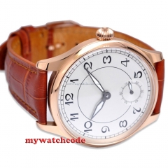 44mm parnis white dial rose golden plated case 6498 hand winding mens watch P515