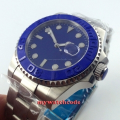 43mm parnis blue dial luminous submariner sapphire glass automatic mens watch483