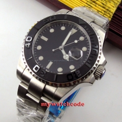 43mm parnis black dial submariner date sapphire glass automatic mens watch P479