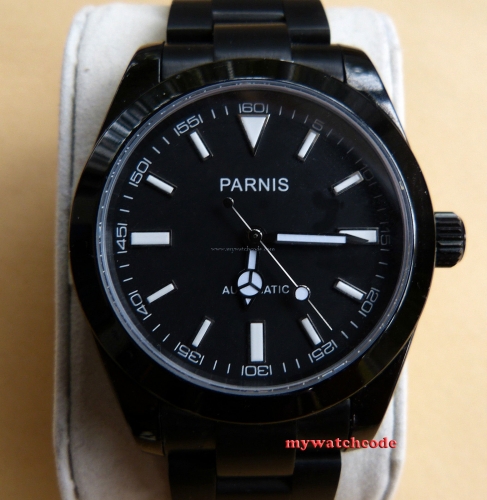 40mm Parnis black dial PVD Japan MIYOTA movement sapphire glass Mens Watch P362