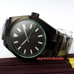 40mm parnis black dial luminous PVD case sapphire glass automatic mens watch 374