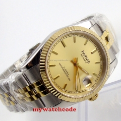 36mm Parnis gold dial Sapphire glass 21 jewels Miyota automatic mens watch P409