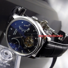 43mm parnis black dial date power reserve ST 2505 automatic mens watch P412