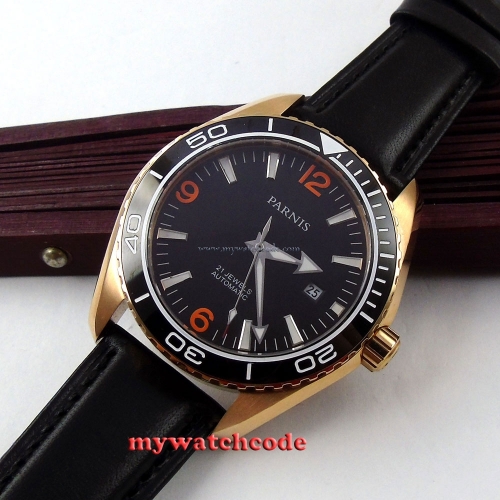 45mm Parnis black dial Sapphire Glass ceramic bezel Automatic mens Watch P306