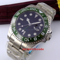 parnis black dial GMT green Ceramic Bezel sapphire glass automatic mens watch 360
