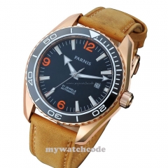 45mm Parnis black dial golden plated case Sapphire Glass Automatic mens Watch306