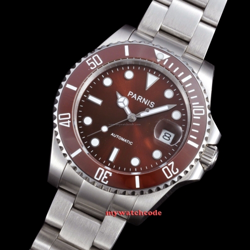 40mm Parnis red dial MIYOTA automatic movement sapphire glass Mens Watch P385