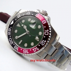 43mm parnis green olive dial GMT sapphire glass automatic movement mens watch366