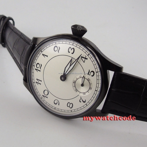 44mm parnis white dial PVD case 6498 movement hand winding mens watch P288B