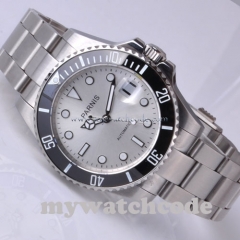 40mm Parnis white dial Automatic MIYOTA movement sapphire glass Mens Watch P292