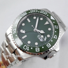 43mm parnis green olive dial GMT Ceramic Bezel sapphire automatic mens watch 295