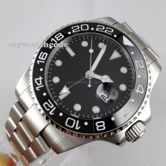 43mm parnis black dial GMT Ceramic Bezel sapphire glass automatic mens watch 294