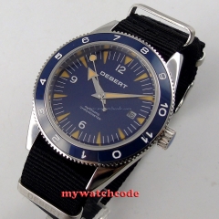 41mm debert blue sandwich dial sapphire glass miyota Automatic mens Watch D13
