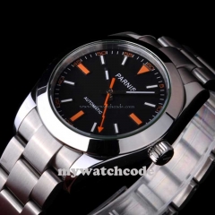 40mm parnis black dial sapphire automatic movement mens watch P201